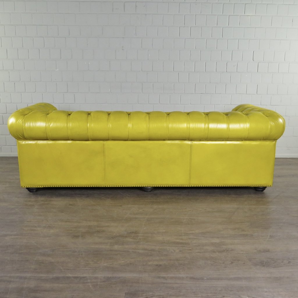 Chesterfield Couchgarnitur Leder Gelb