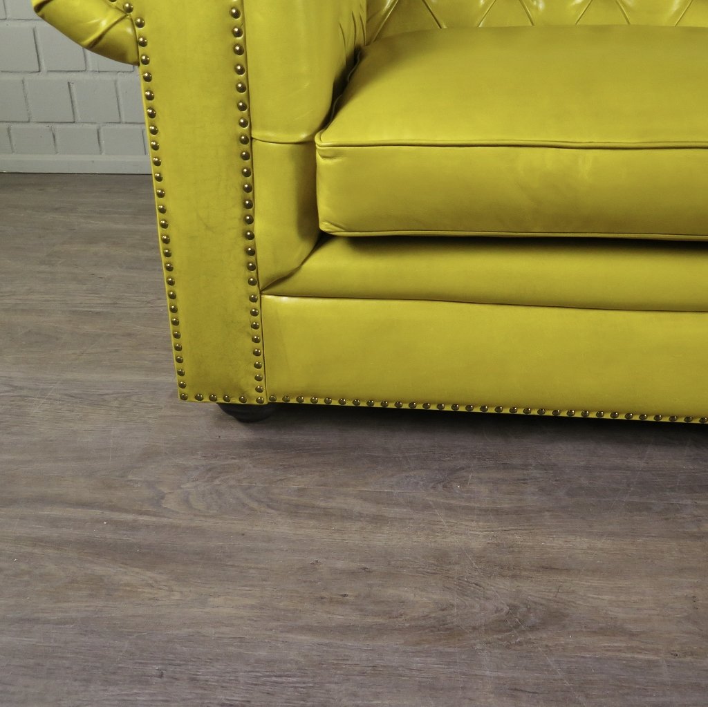 Chesterfield Couchgarnitur Leder Gelb