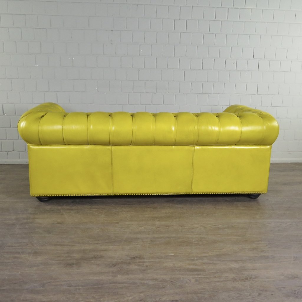 Chesterfield Couchgarnitur Leder Gelb