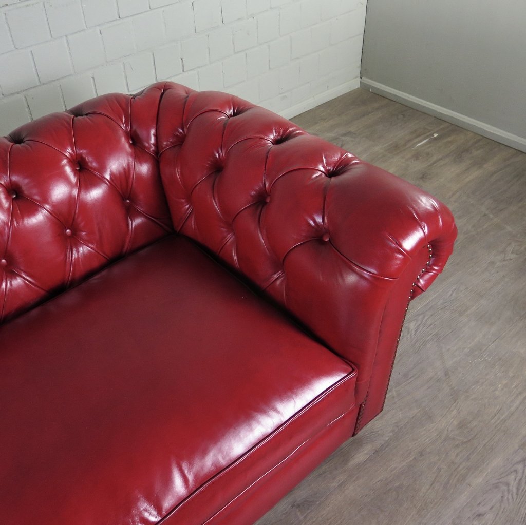 Chesterfield Sofa Couch Leder Rot 2.10 m