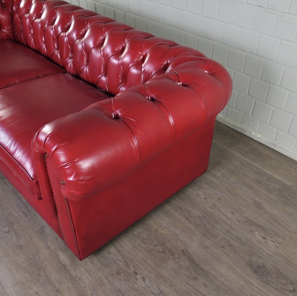 Chesterfield Sofa Couch Leder Rot 2.10 m