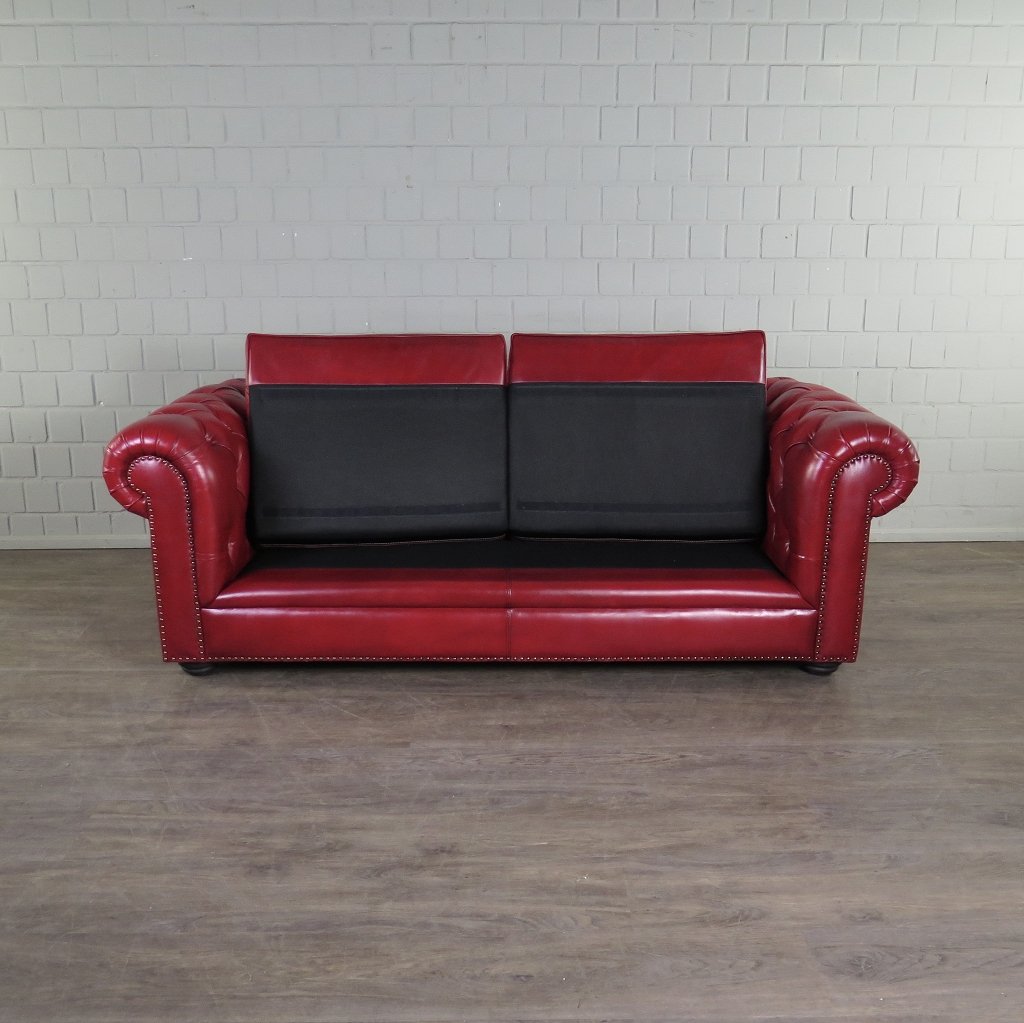 Chesterfield Sofa Couch Leder Rot 2.10 m