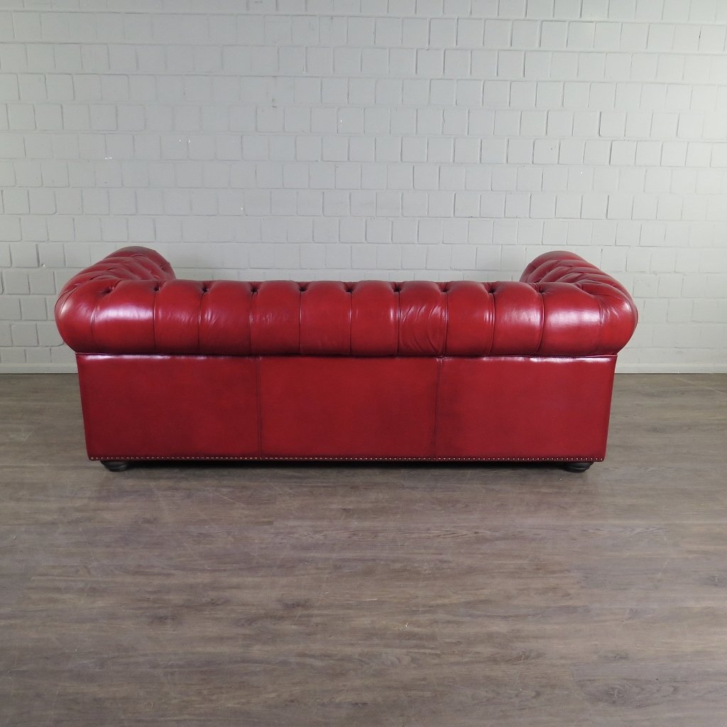 Chesterfield Sofa Couch Leder Rot 2.10 m
