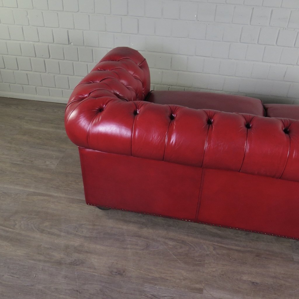 Chesterfield Sofa Couch Leder Rot 2.10 m