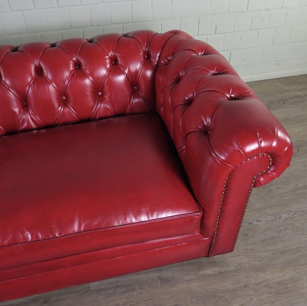 Chesterfield Sofa Couch Leder Rot 2.10 m