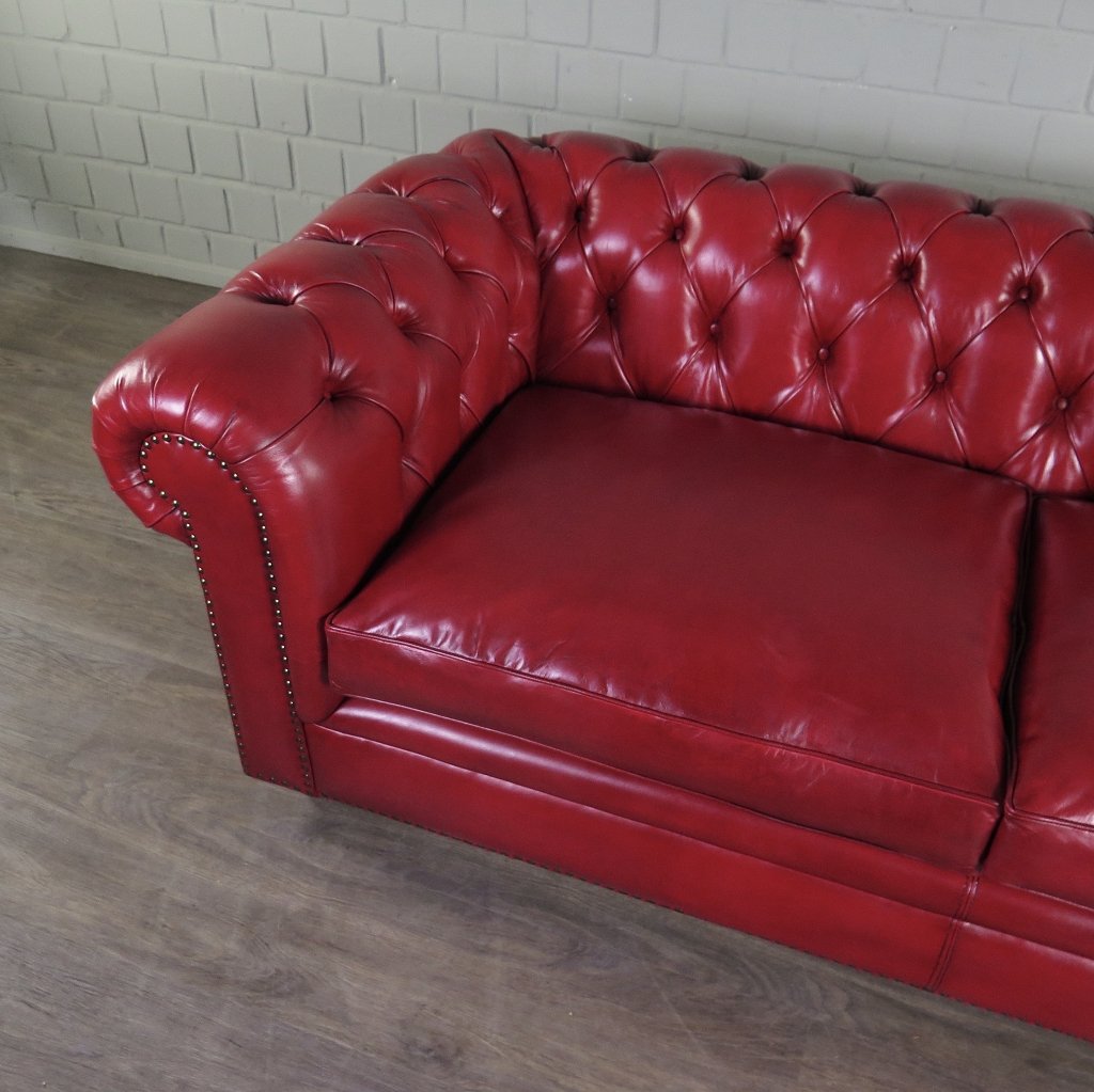 Chesterfield Sofa Couch Leder Rot 2.10 m