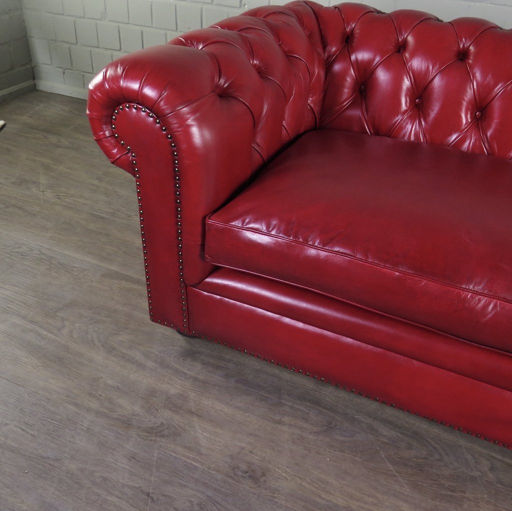 Chesterfield Sofa Couch Leder Rot 2.10 m