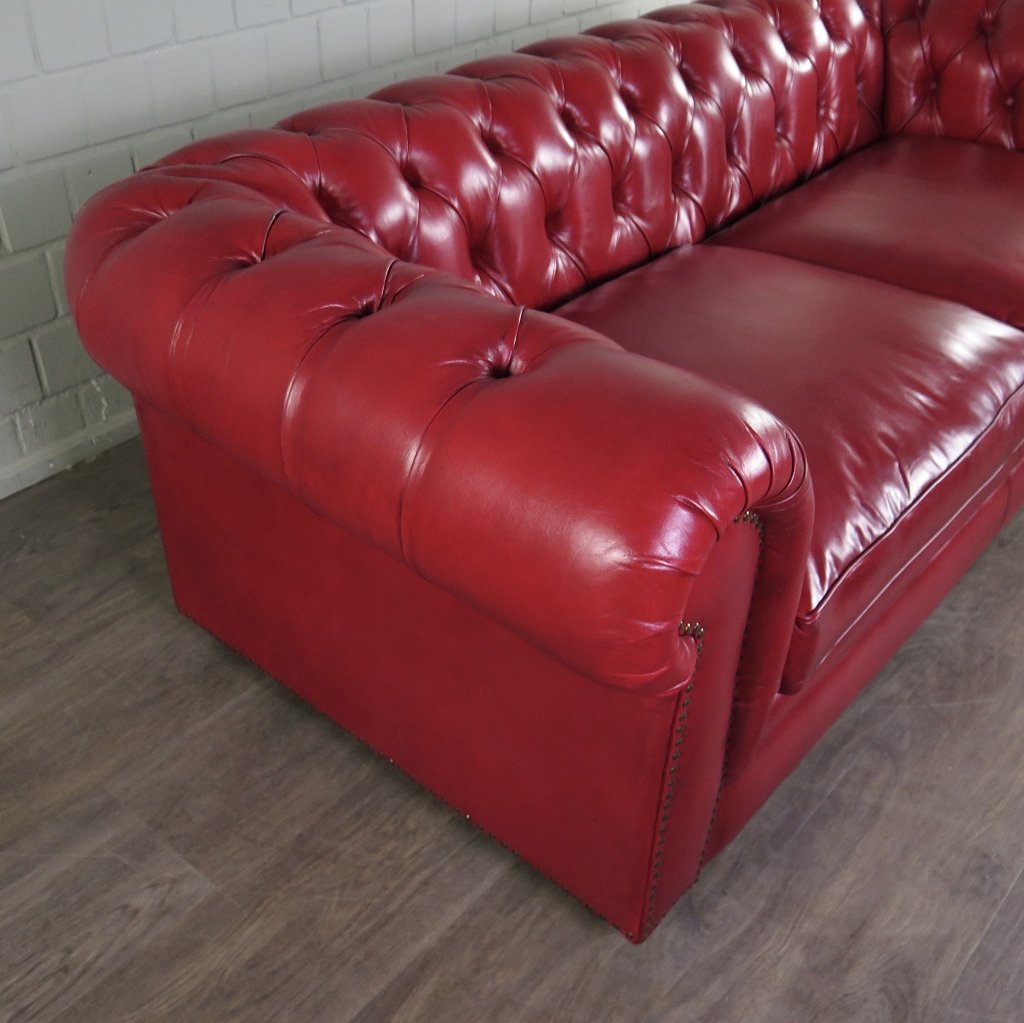 Chesterfield Sofa Couch Leder Rot 2.10 m