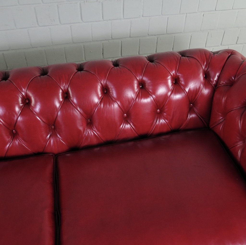 Chesterfield Sofa Couch Leder Rot 2.10 m