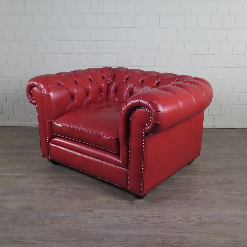 Chesterfield Couchgarnitur Leder Rot