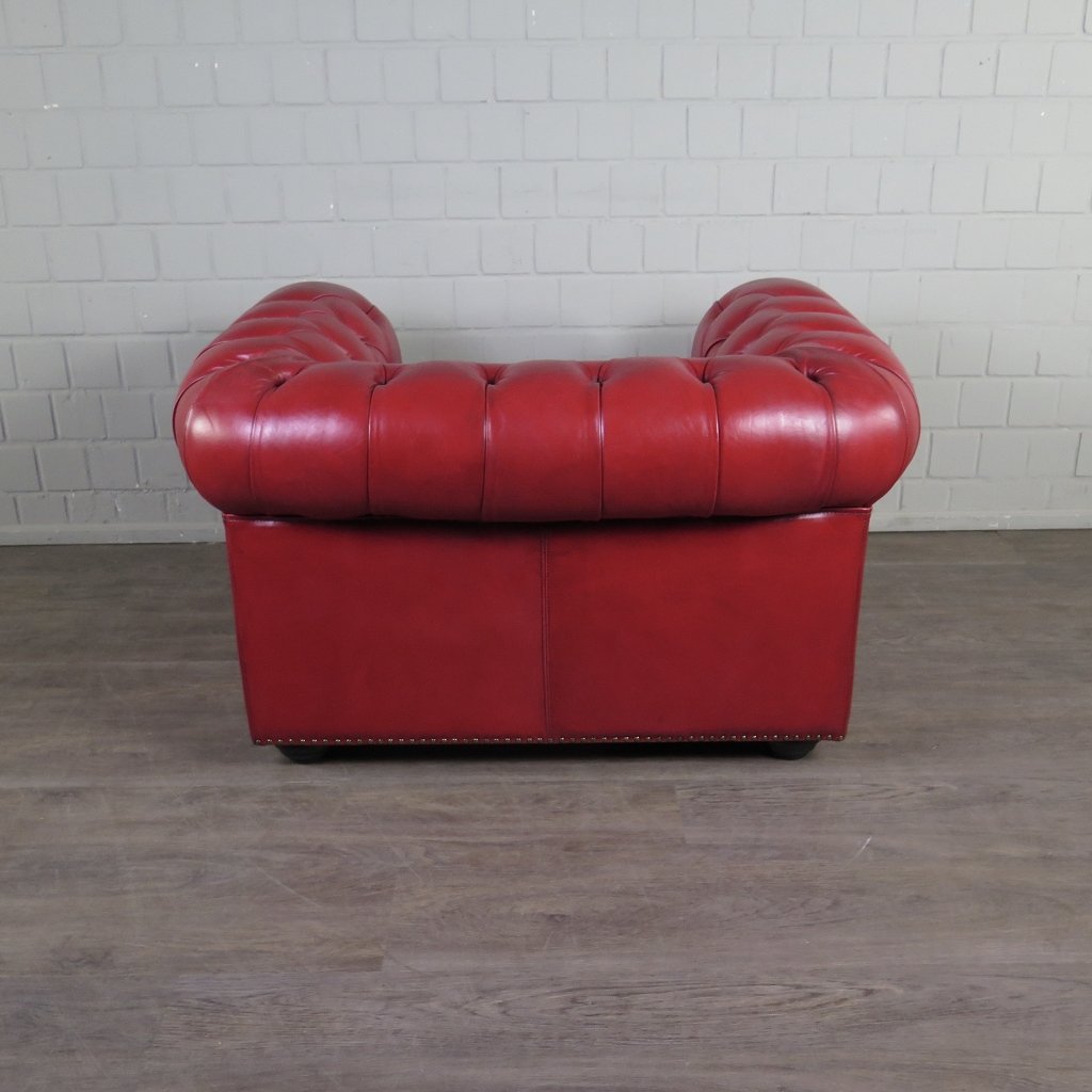 Chesterfield Couchgarnitur Leder Rot
