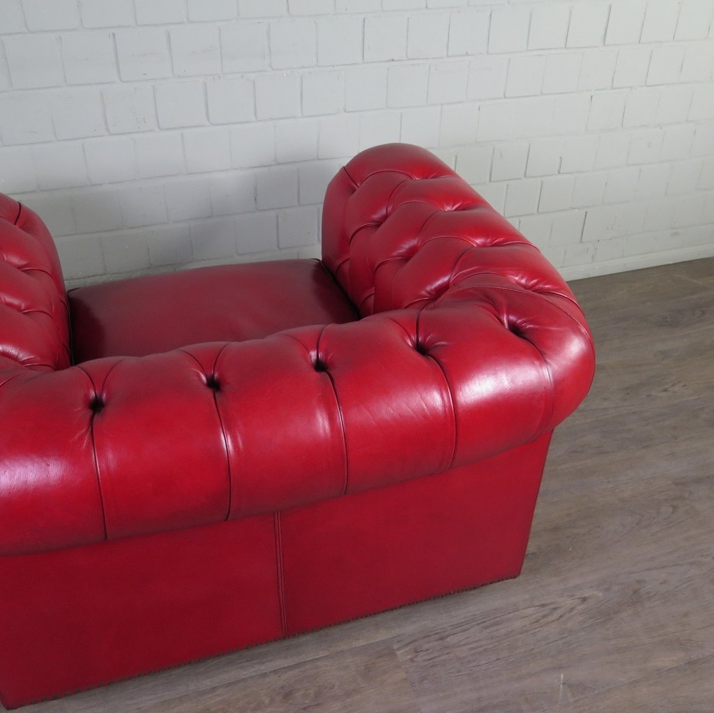 Chesterfield Sessel Leder Rot