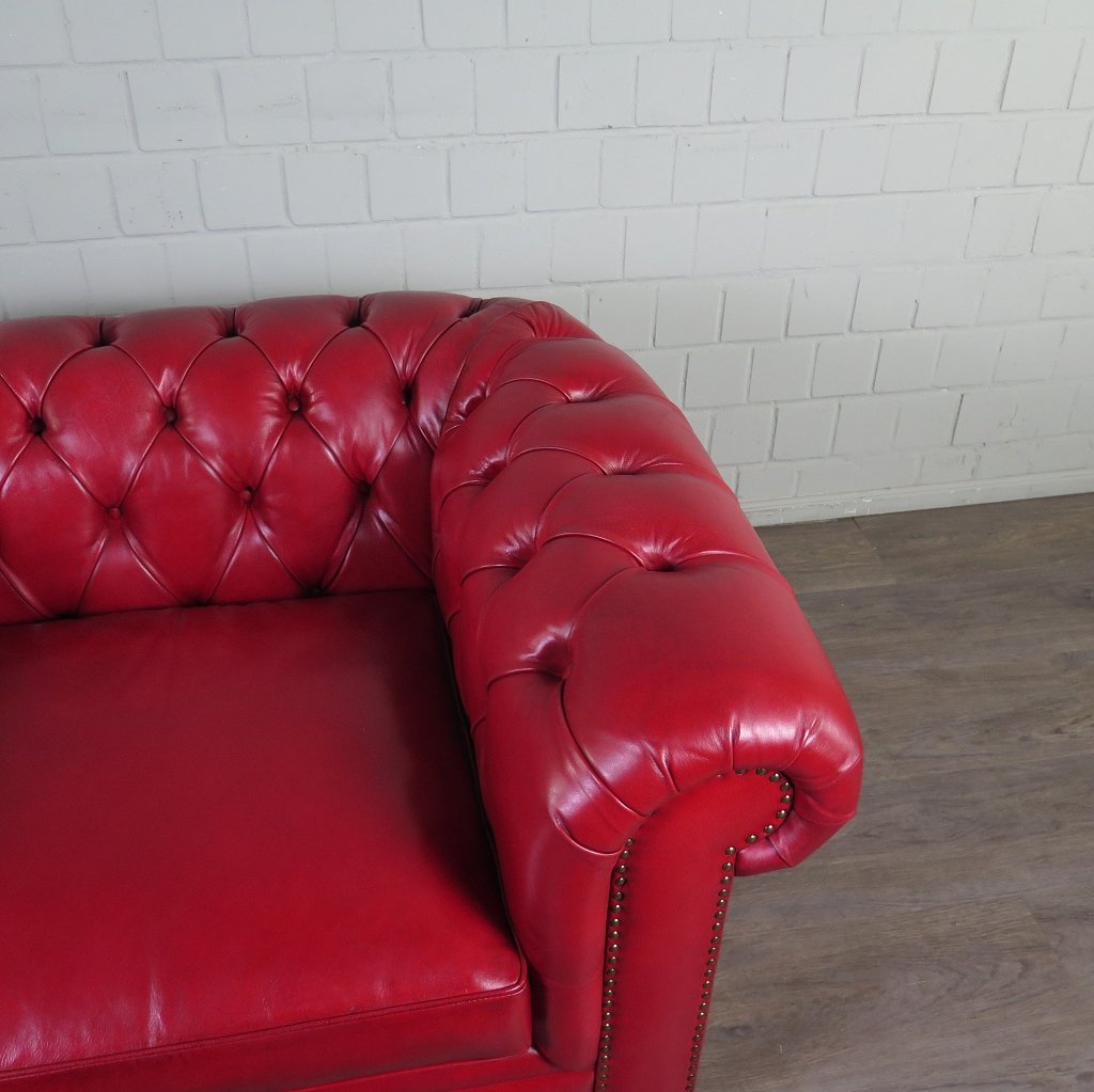 Chesterfield Couchgarnitur Leder Rot