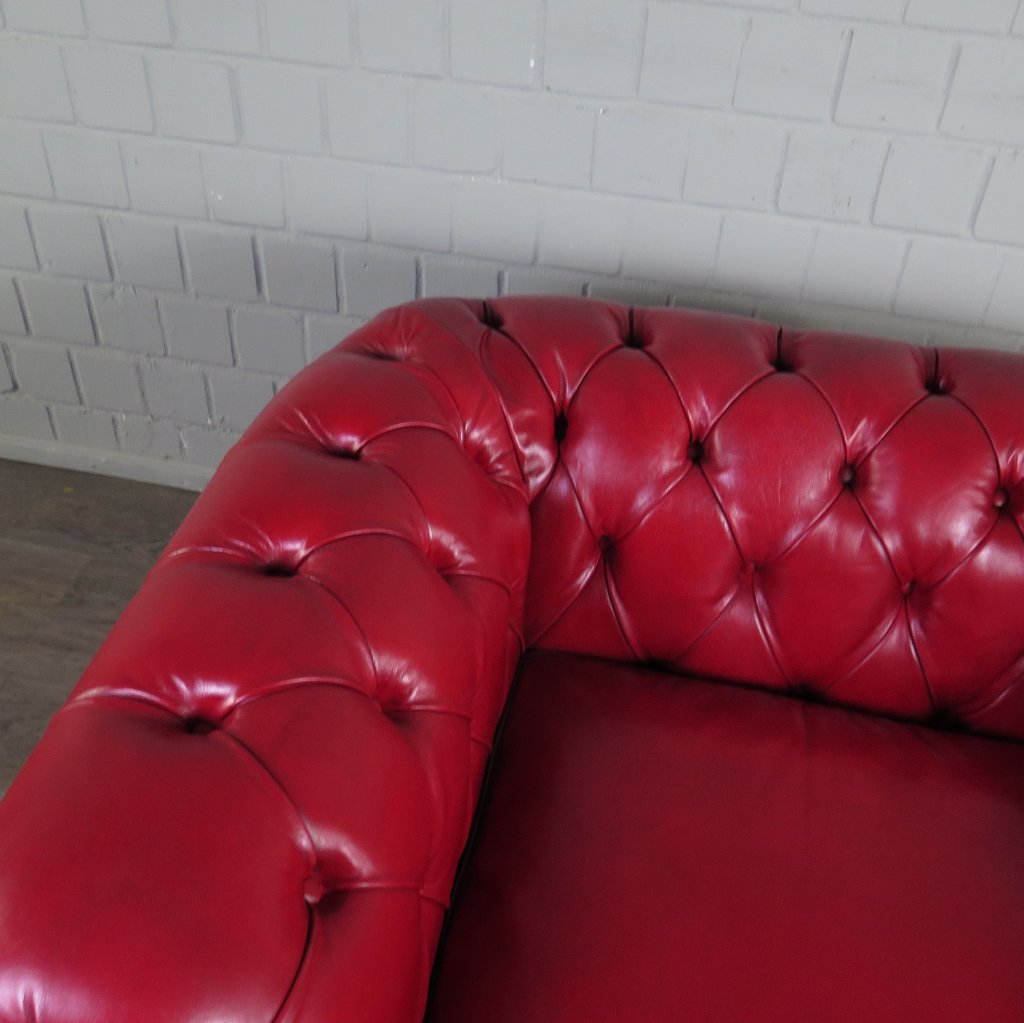 Chesterfield Couchgarnitur Leder Rot