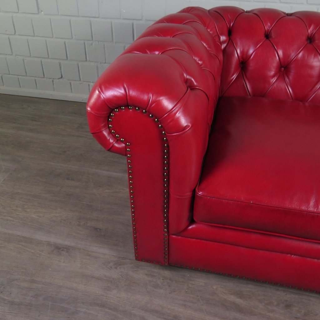 Chesterfield Couchgarnitur Leder Rot