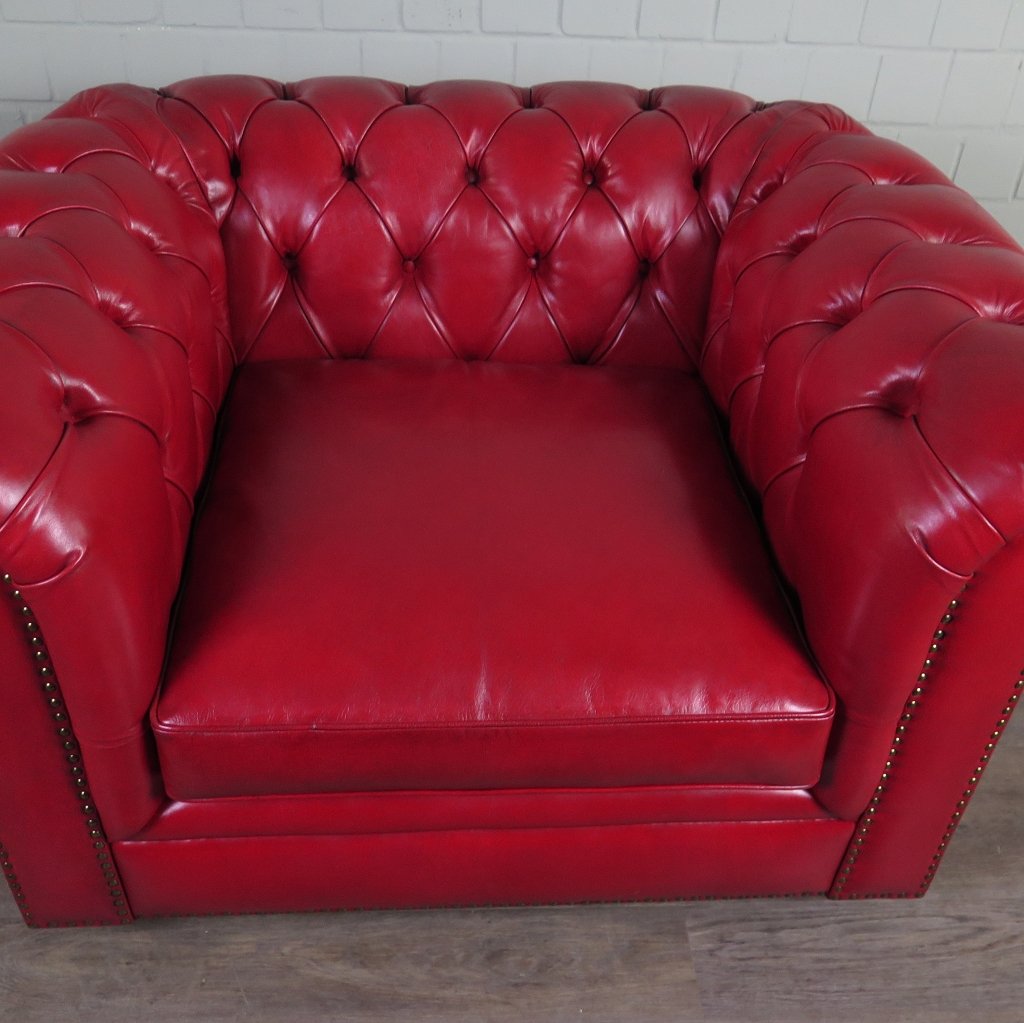 Chesterfield Couchgarnitur Leder Rot