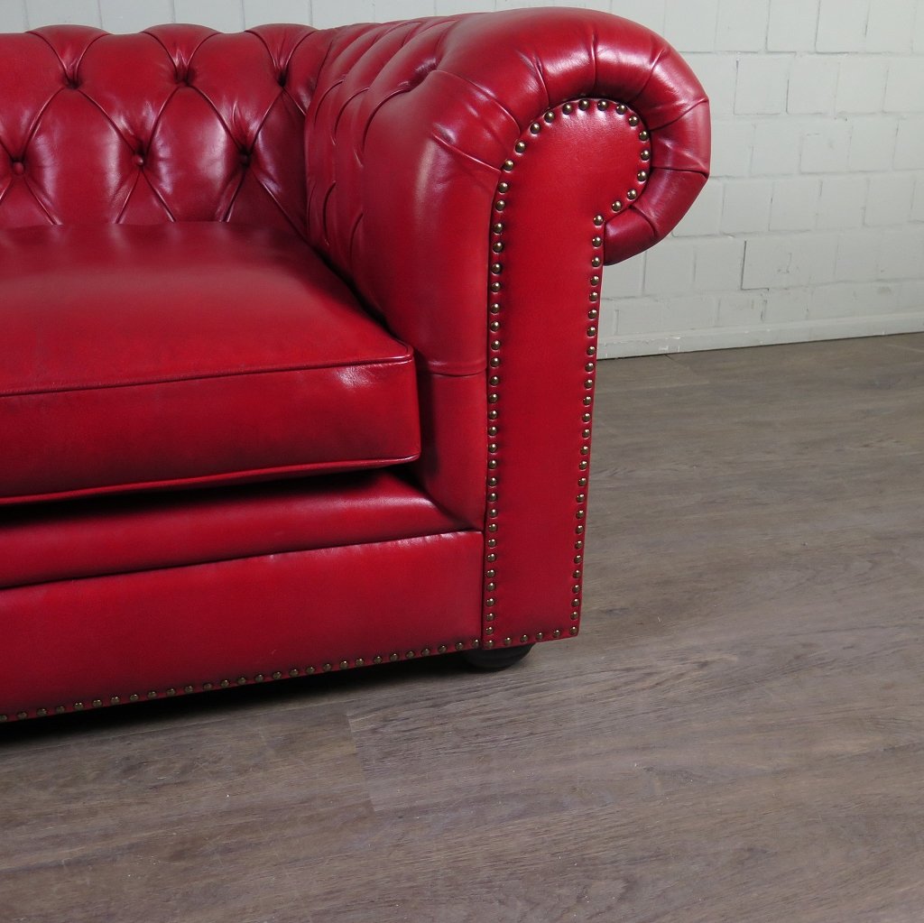 Chesterfield Couchgarnitur Leder Rot