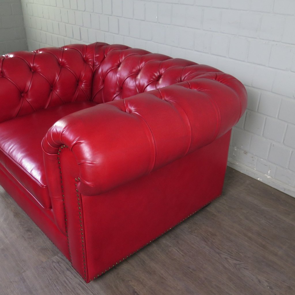 Chesterfield Couchgarnitur Leder Rot