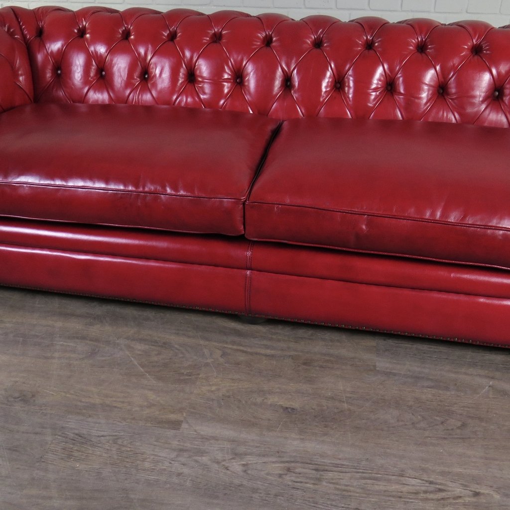 Chesterfield Sofa Couch Leder Rot 2.40 m