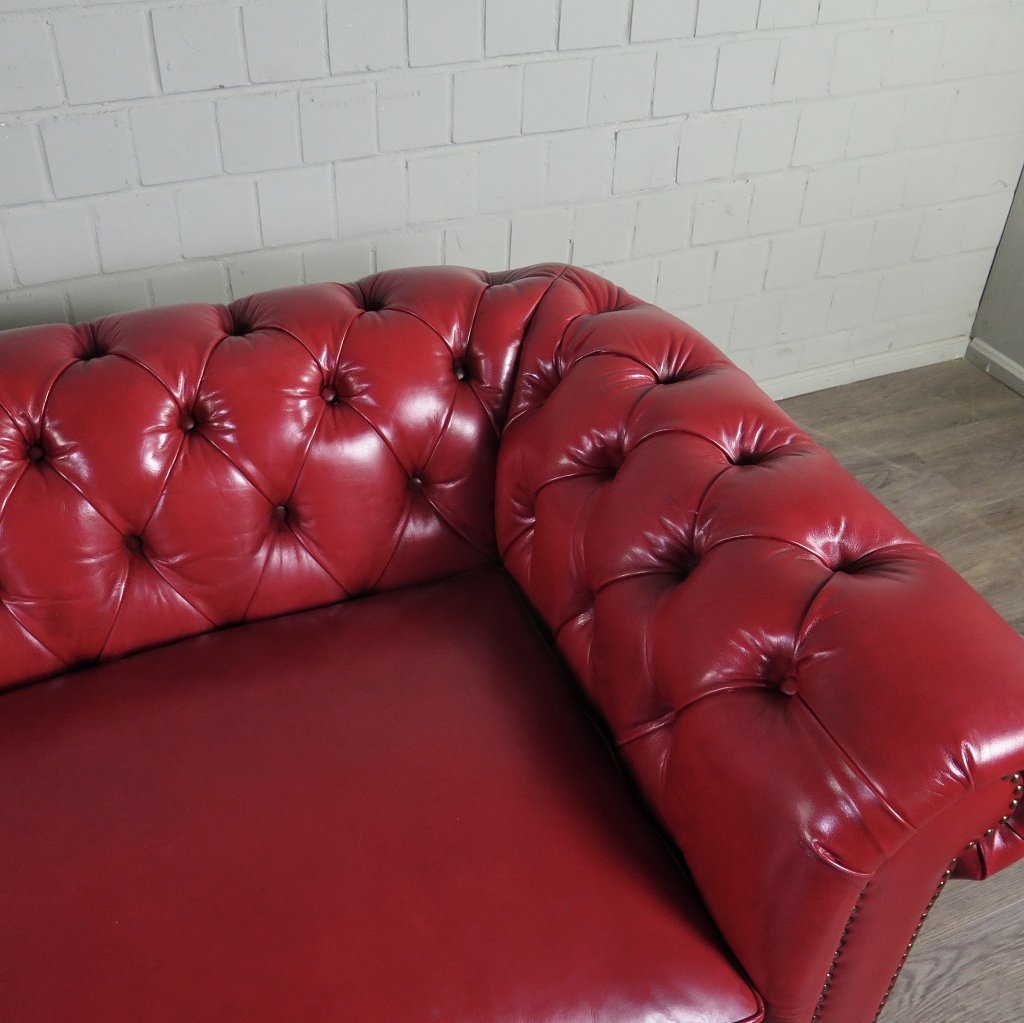 Chesterfield Sofa Couch Leder Rot 2.40 m