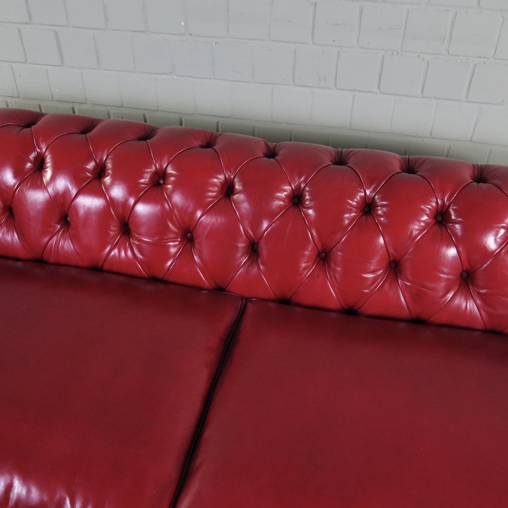 Chesterfield Sofa Couch Leder Rot 2.40 m