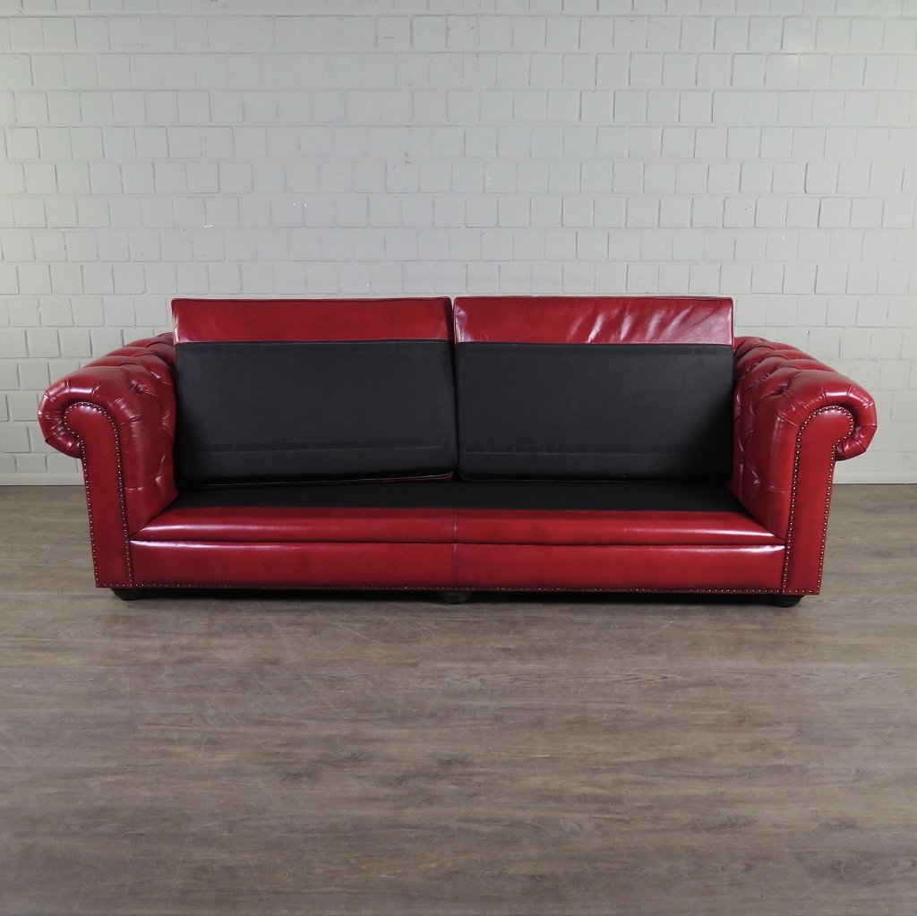 Chesterfield Couchgarnitur Leder Rot