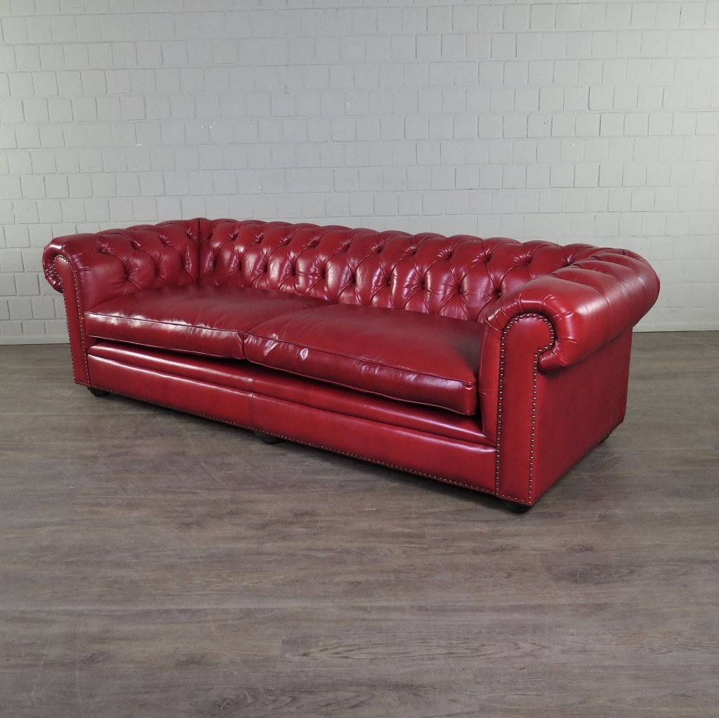 Chesterfield Couchgarnitur Leder Rot