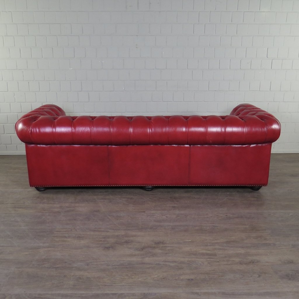 Chesterfield Couchgarnitur Leder Rot