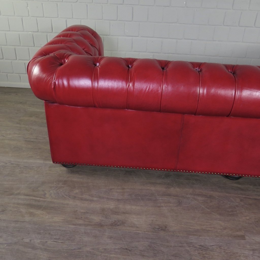 Chesterfield Sofa Couch Leder Rot 2.40 m