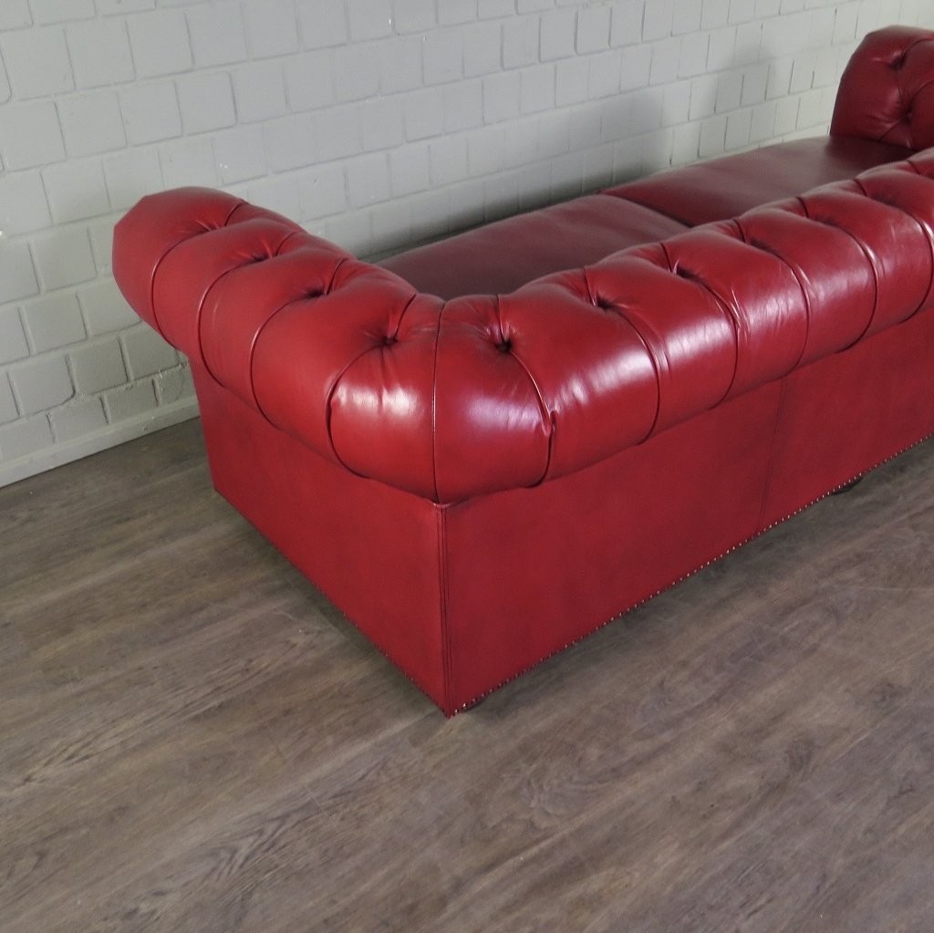 Chesterfield Sofa Couch Leder Rot 2.40 m