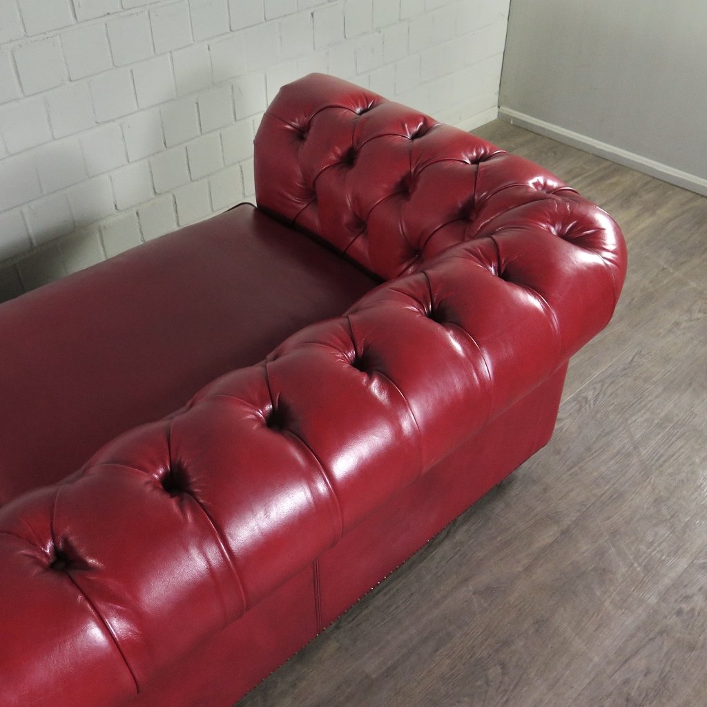 Chesterfield Sofa Couch Leder Rot 2.40 m