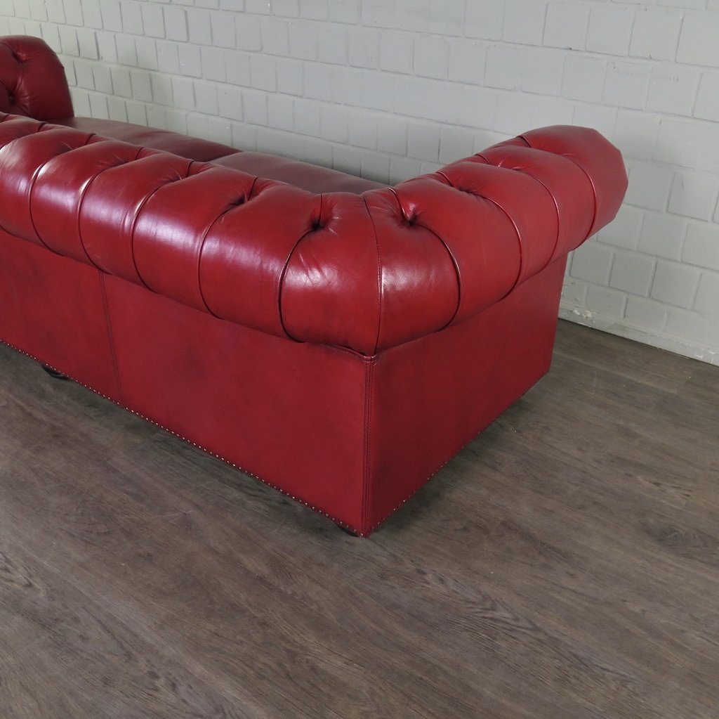 Chesterfield Sofa Couch Leder Rot 2.40 m