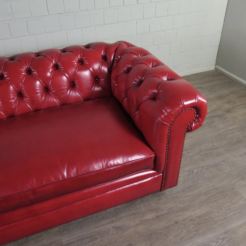 Chesterfield Couchgarnitur Leder Rot