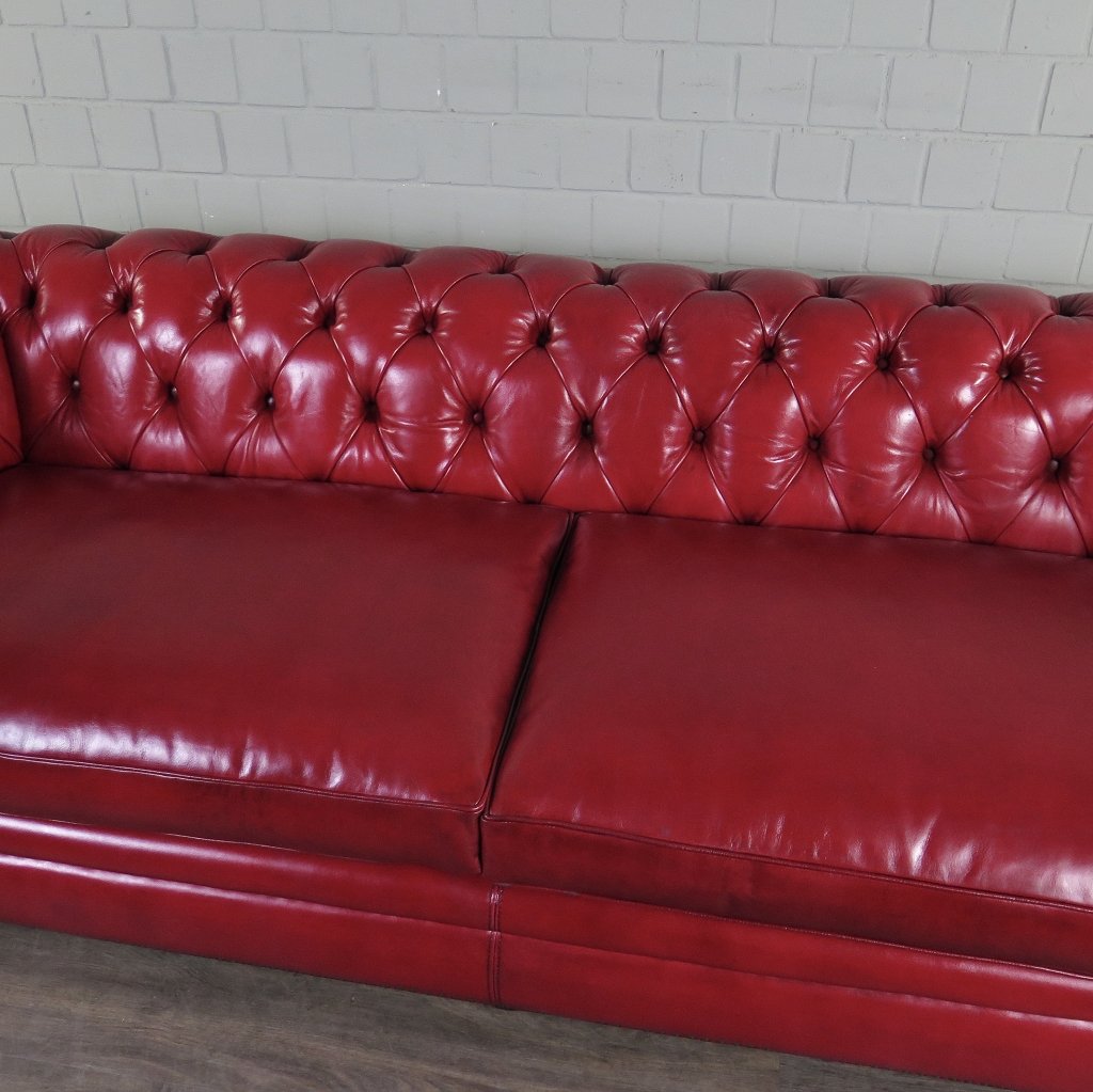 Chesterfield Couchgarnitur Leder Rot