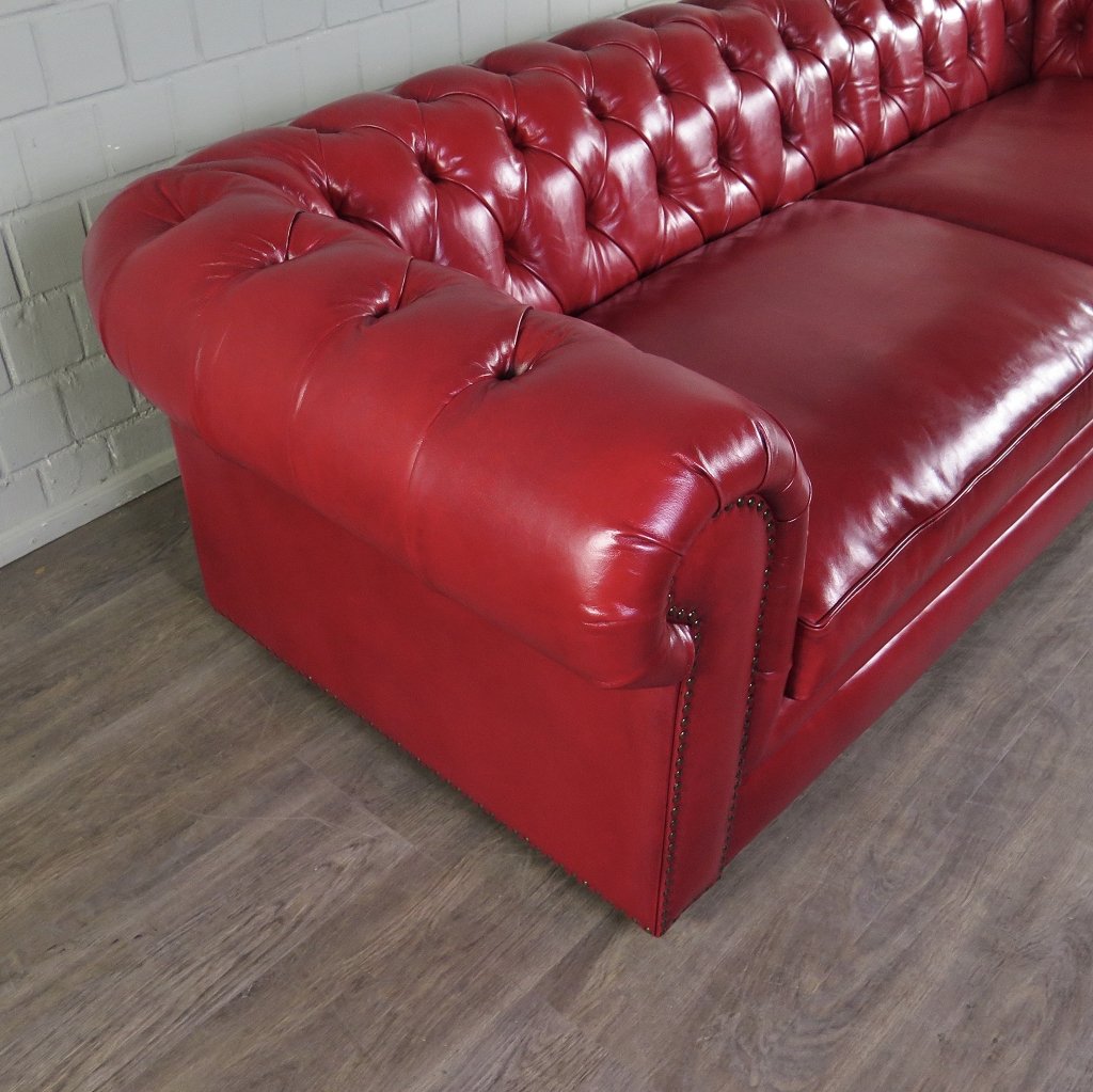 Chesterfield Couchgarnitur Leder Rot