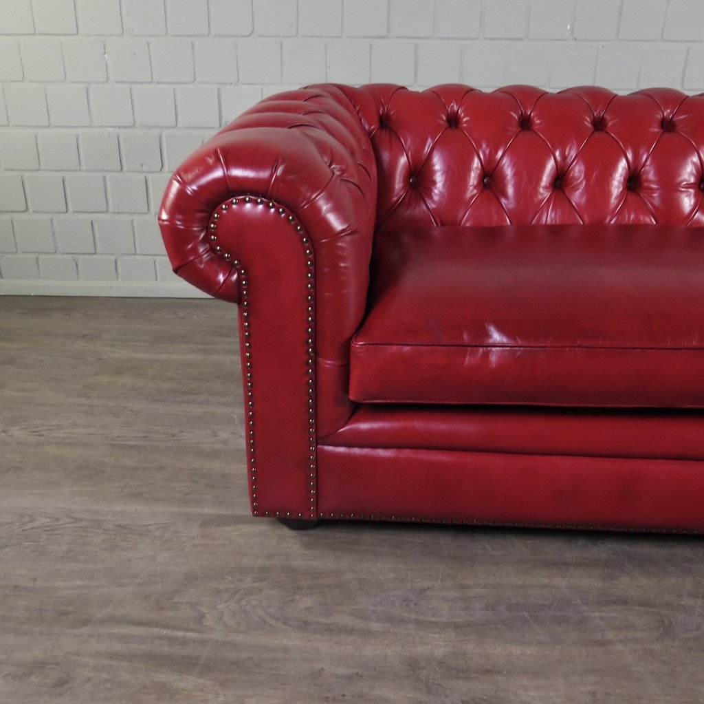 Chesterfield Sofa Couch Leder Rot 2.40 m