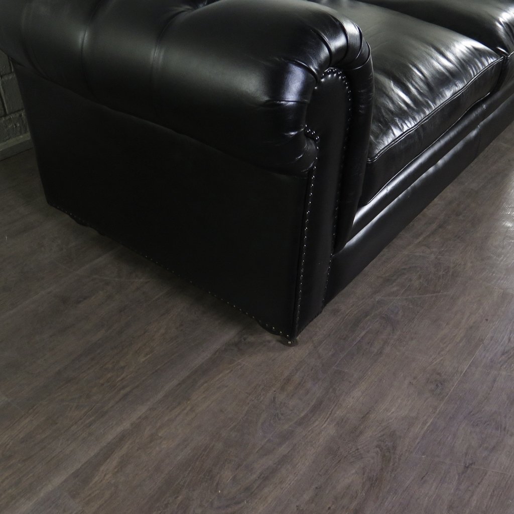 Chesterfield Sofa Couch Leder Schwarz 2.00 m