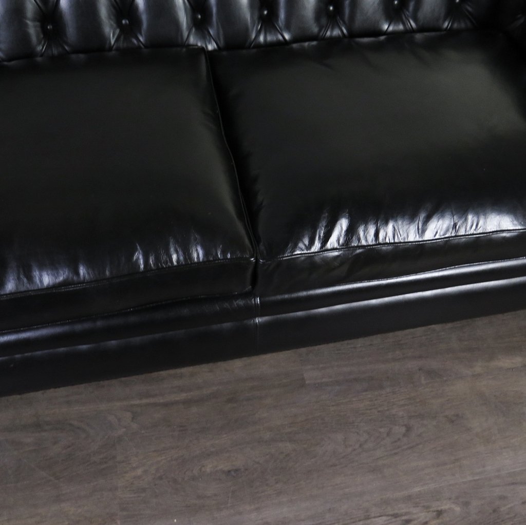 Chesterfield Sofa Couch Leder Schwarz 2.00 m