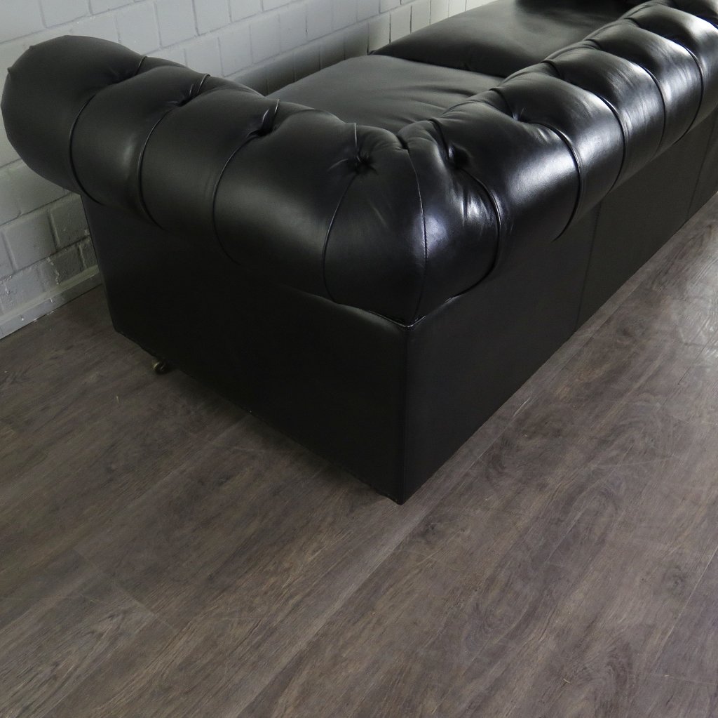 Chesterfield Sofa Couch Leder Schwarz 2.00 m