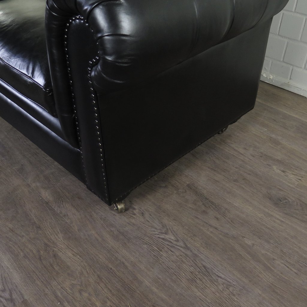 Chesterfield Sofa Couch Leder Schwarz 2.00 m