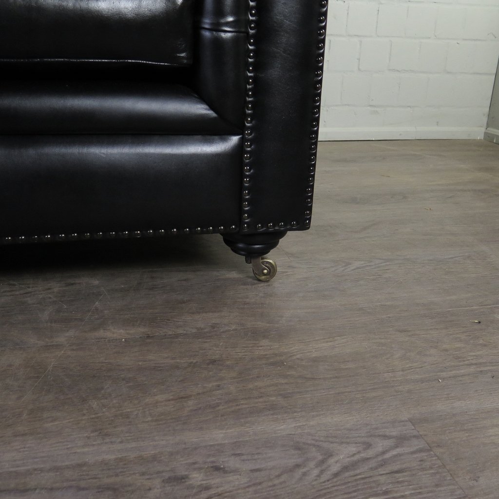 Chesterfield Sofa Couch Leder Schwarz 2.00 m