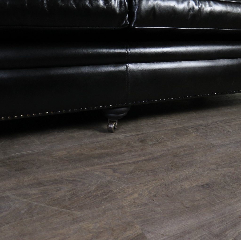 Chesterfield Sofa Couch Leder Schwarz 2.40 m