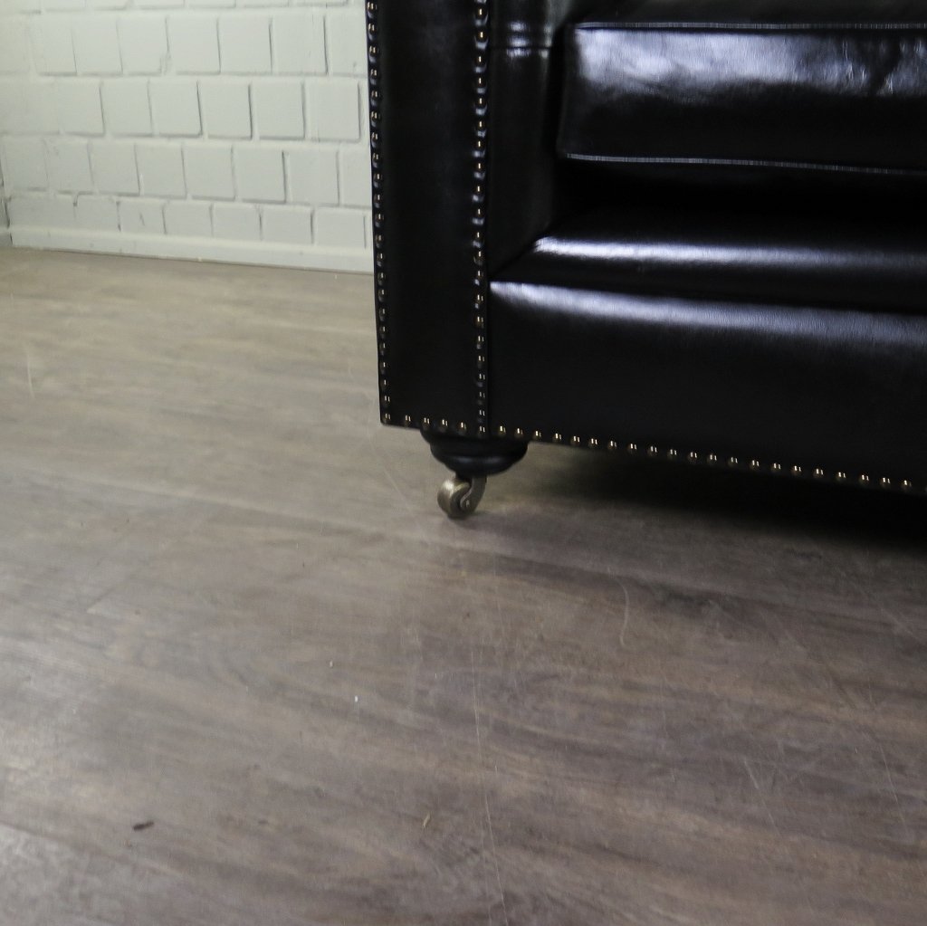 Chesterfield Sofa Couch Leder Schwarz 2.40 m