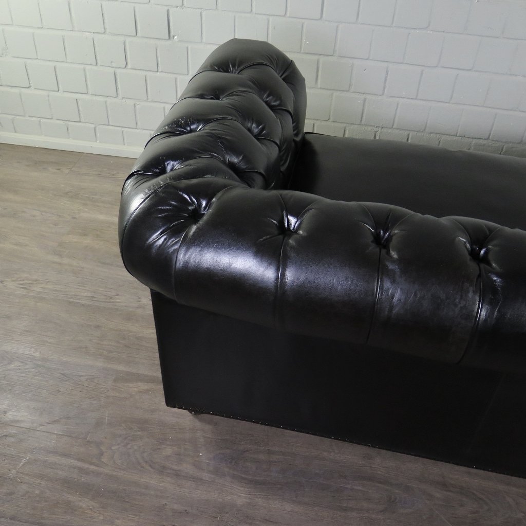 Chesterfield Sofa Couch Leder Schwarz 2.40 m