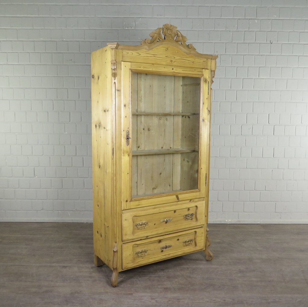 Vitrine Bücherschrank Louis Philippe 1860 Kiefer  