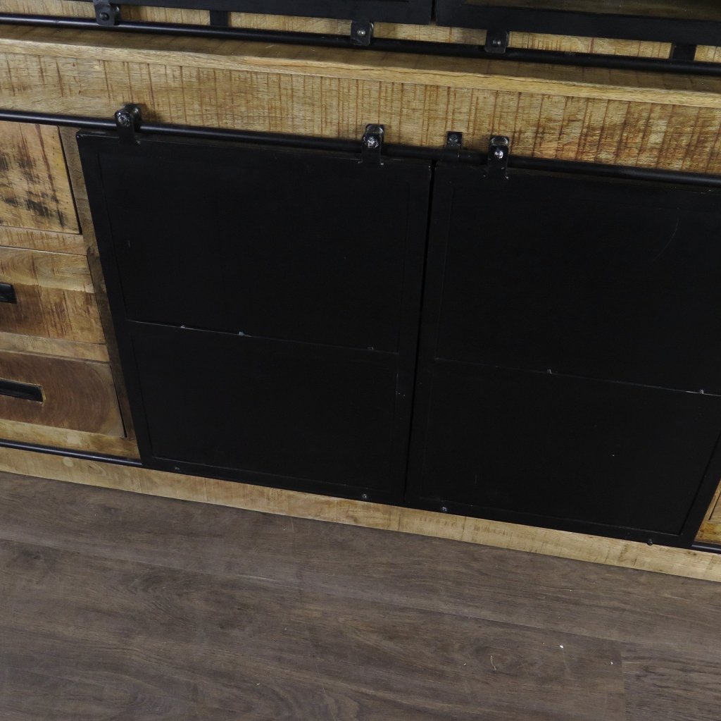 Bücherschrank Vitrine Mangoholz 2,00 m