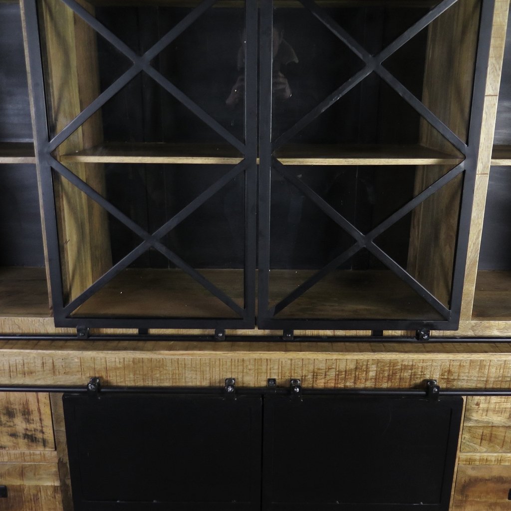 Bücherschrank Vitrine Mangoholz 2,00 m