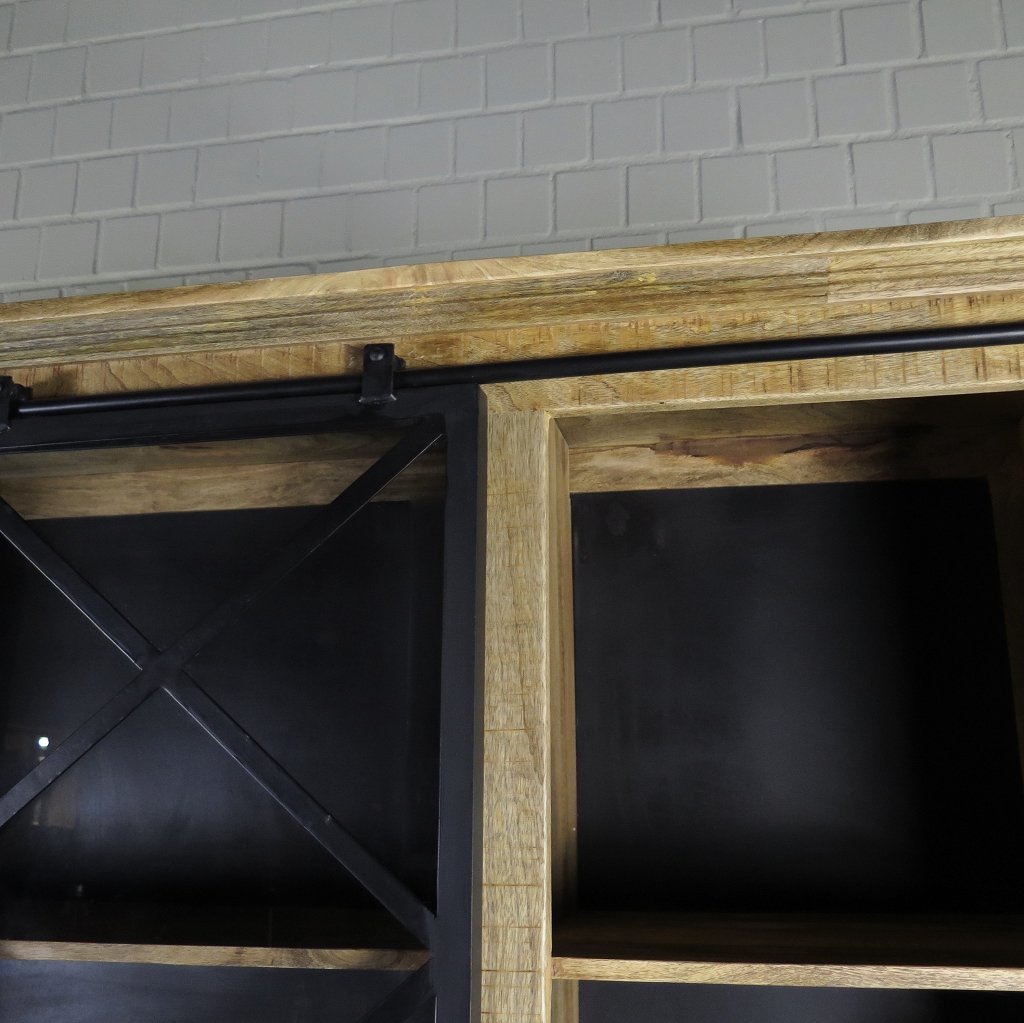 Bücherschrank Vitrine Mangoholz 2,00 m