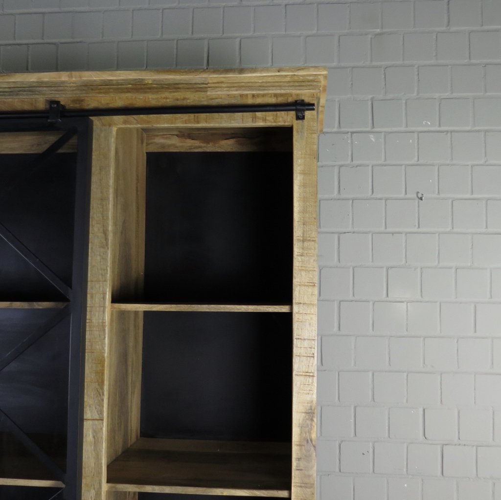 Bücherschrank Vitrine Mangoholz 2,00 m
