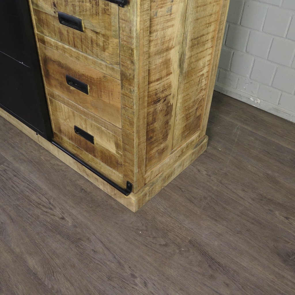 Bücherschrank Vitrine Mangoholz 2,00 m